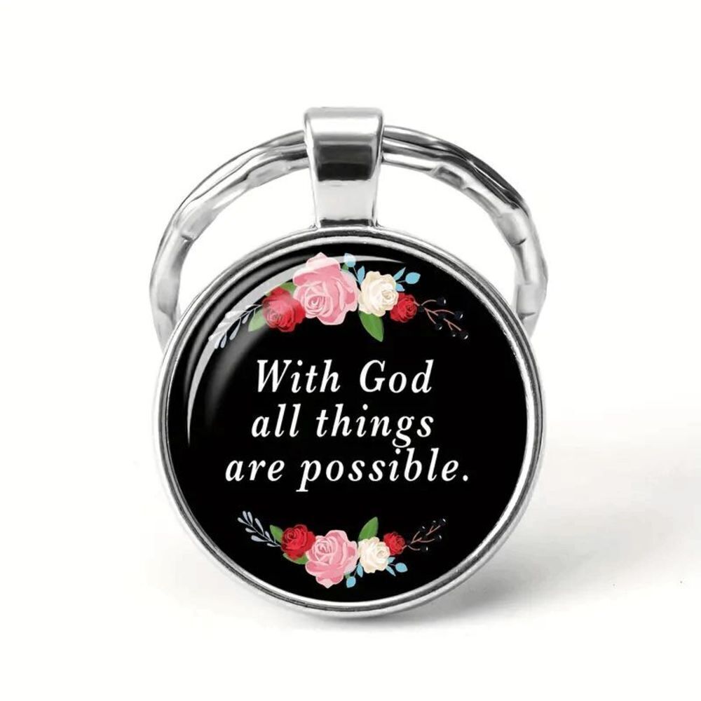 Floral Pattern Inspirational Keychain - Picture 2 of 4